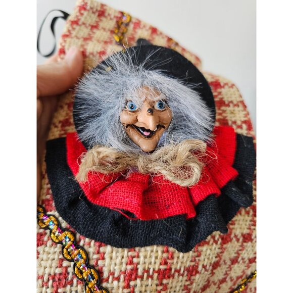 La befana witch stocking Halloween decor RARE shabby chic - Picture 5 of 7